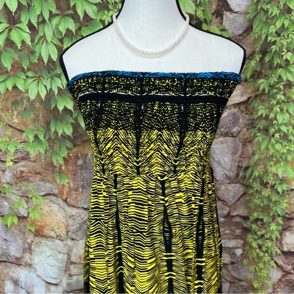 XHILARATION Print Shirred Strapless Dress, S - Picture 3 of 11